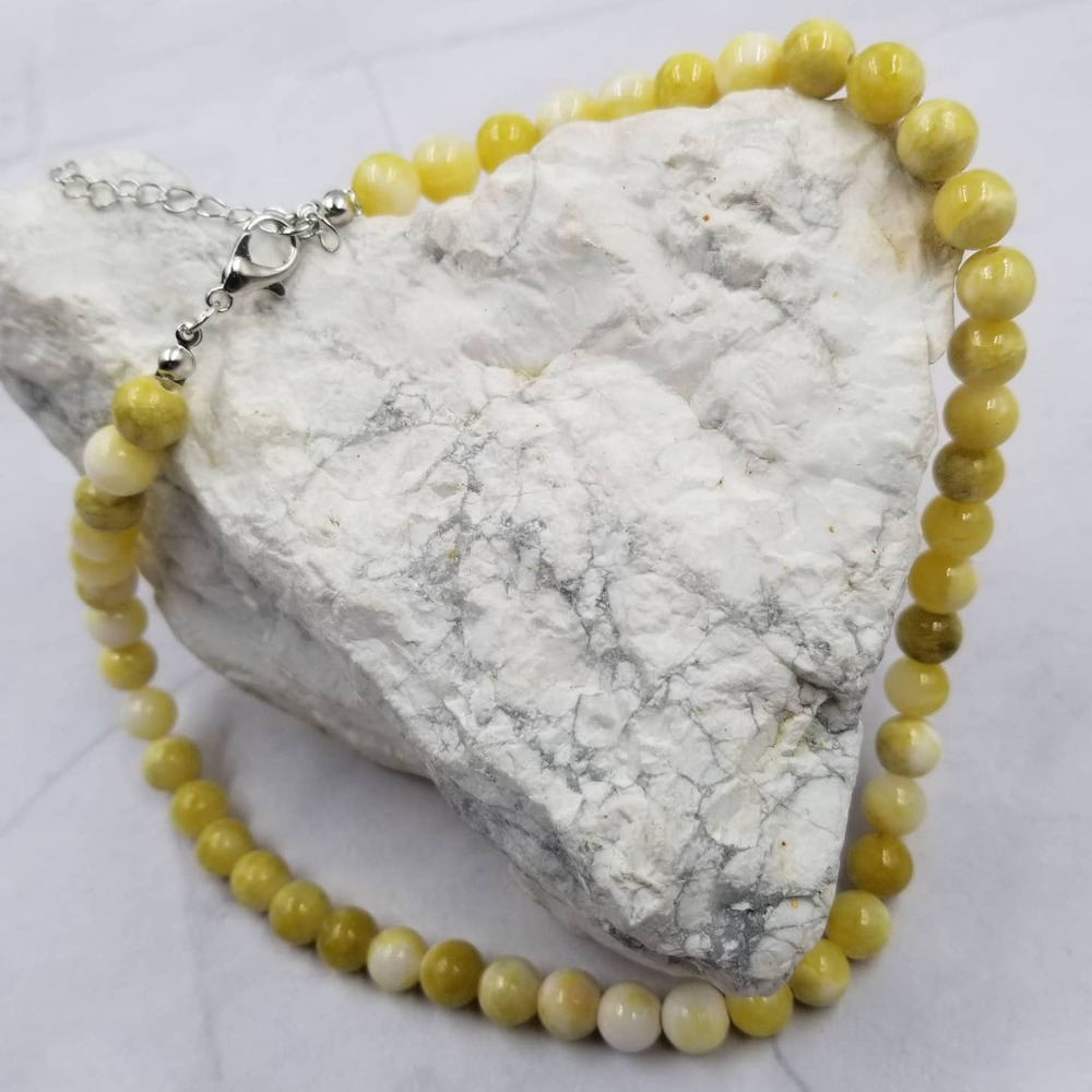 Yellow Jasper Natural Stone Mala Bead Gemstone Necklace